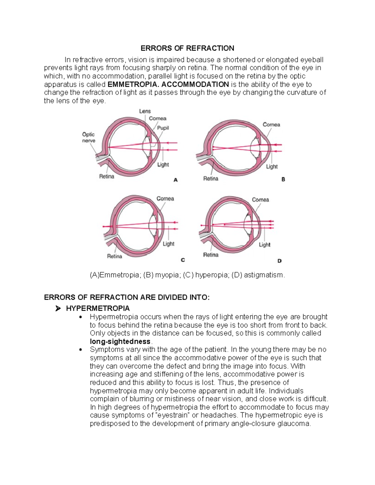 24670488 Errors of Refraction ERRORS OF REFRACTION In refractive