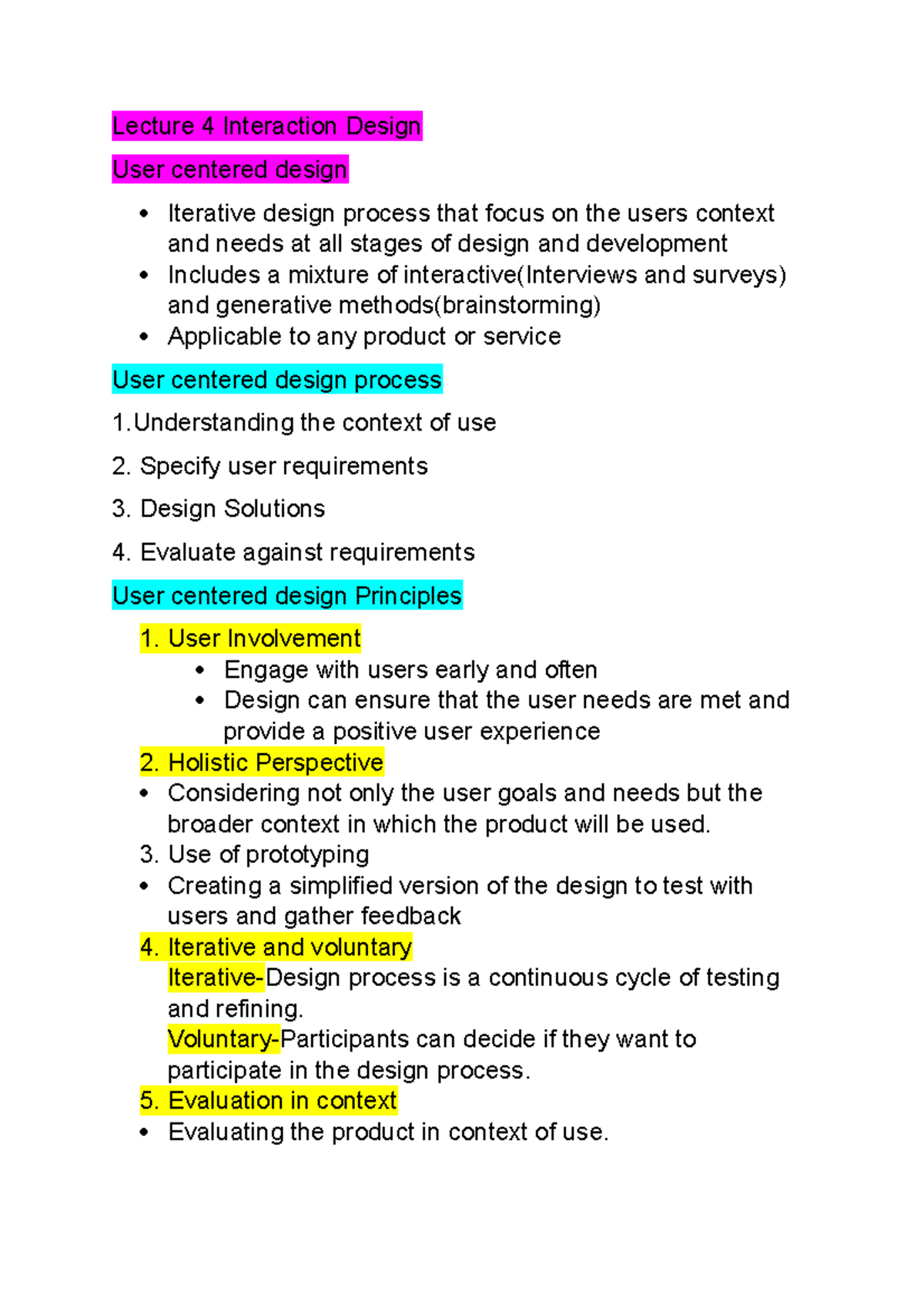 Lecture 4 Interaction Design - Lecture 4 Interaction Design User ...