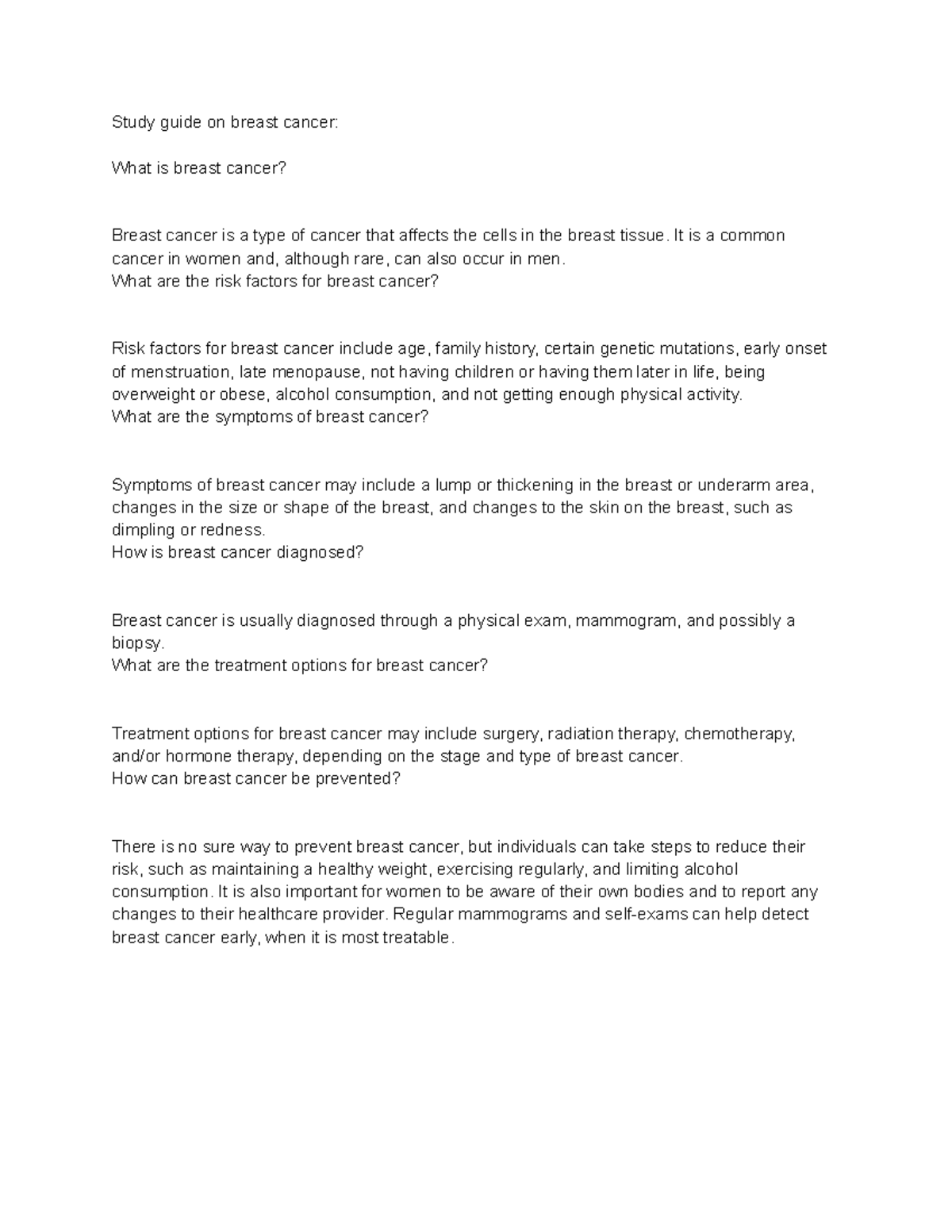 Breast cancer study guide - Study guide on breast cancer: What is ...