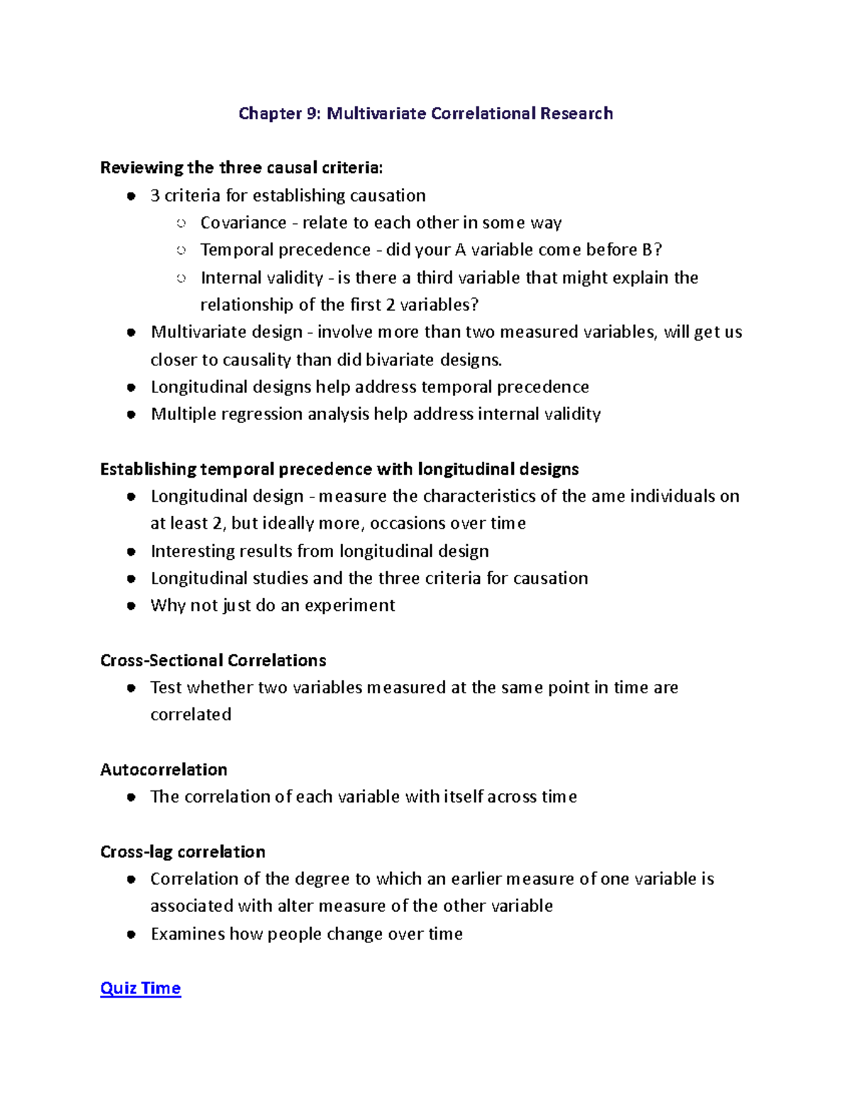 PSY 301 Notes Pt. 2 - Chapter 9: Multivariate Correlational Research ...