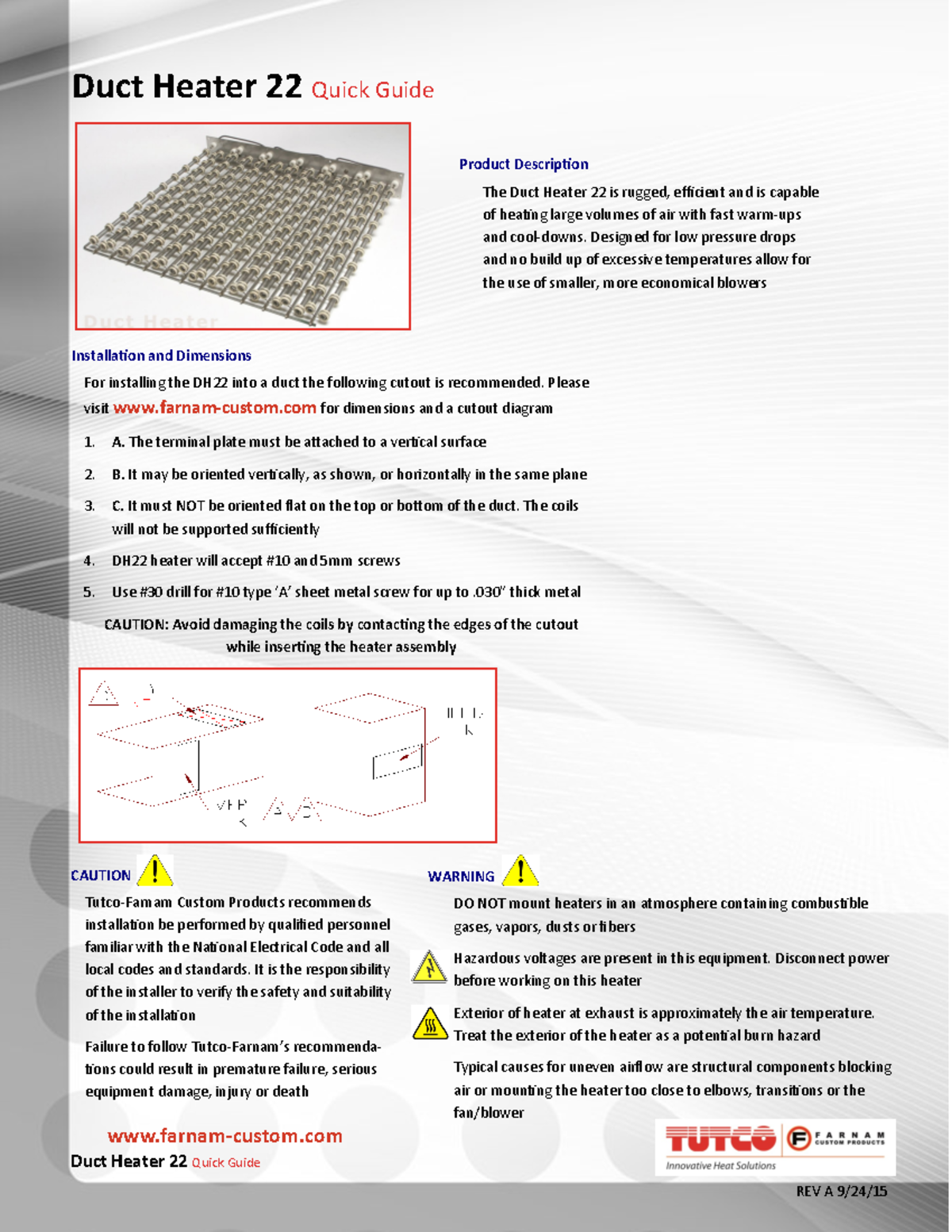DH22 Quick Guide - Duct Heater 22 Quick Guide Duct Heater 22 Quick ...