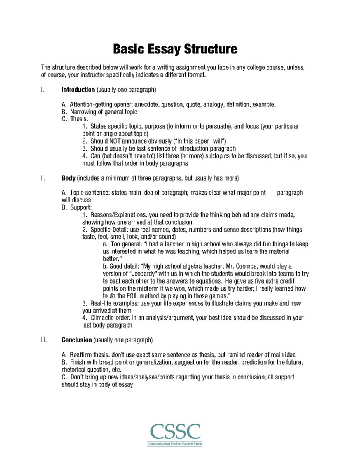 Basicessaystructure - Essay Structure - Basic Essay Structure The ...