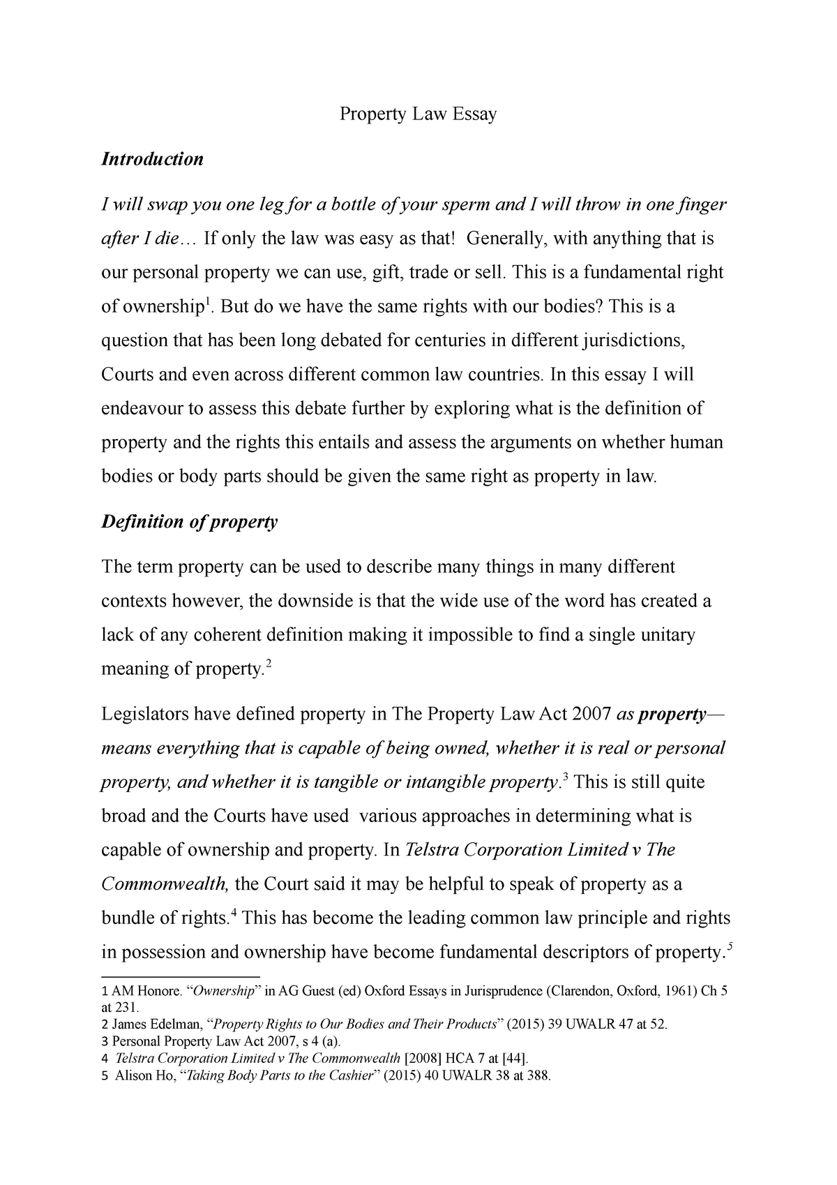 college essay on real estate