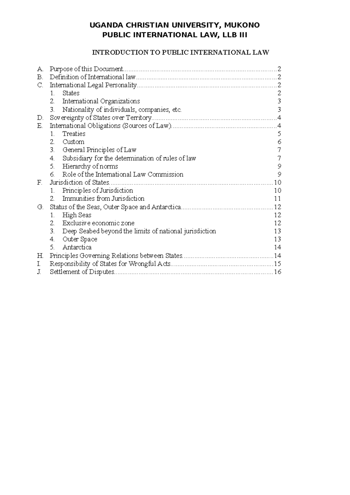 Public International Law Notes 2 - PUBLIC INTERNATIONAL LAW, LLB III A ...