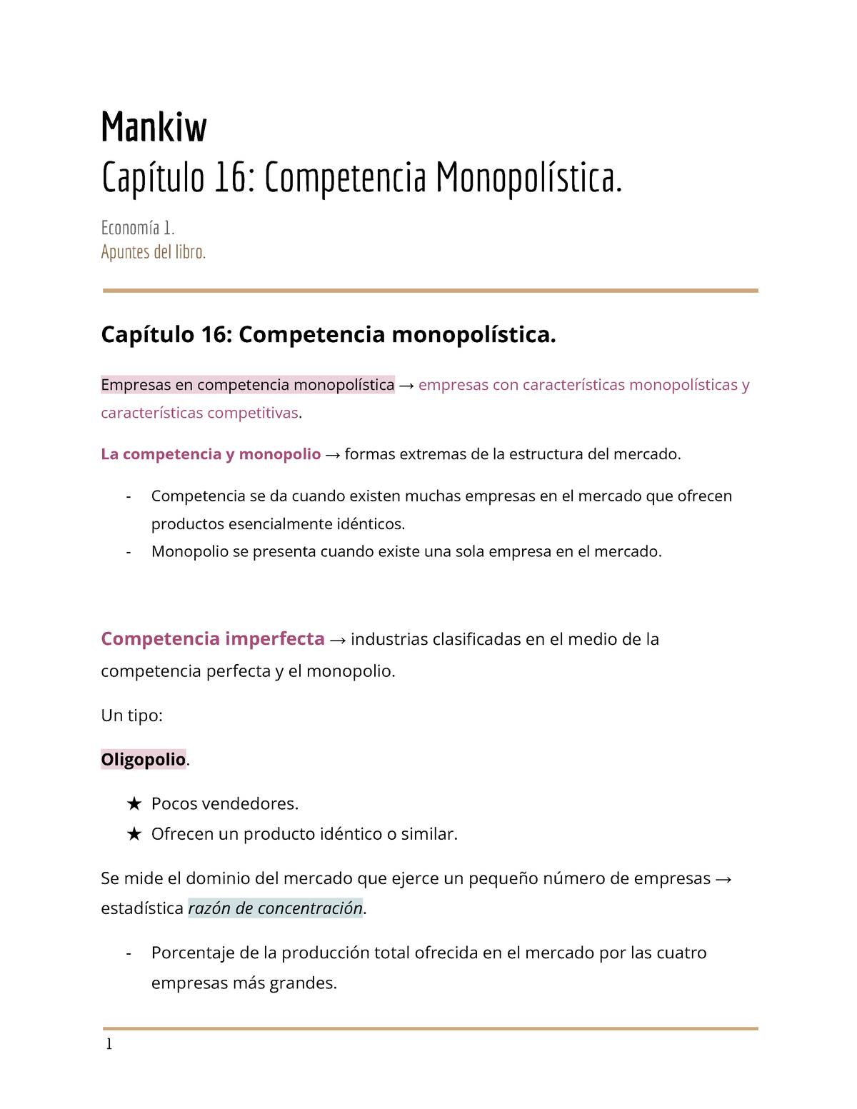 Cap. 16 Del Mankiw - Competencia Monopolistica - Mankiw Capítulo 16 ...