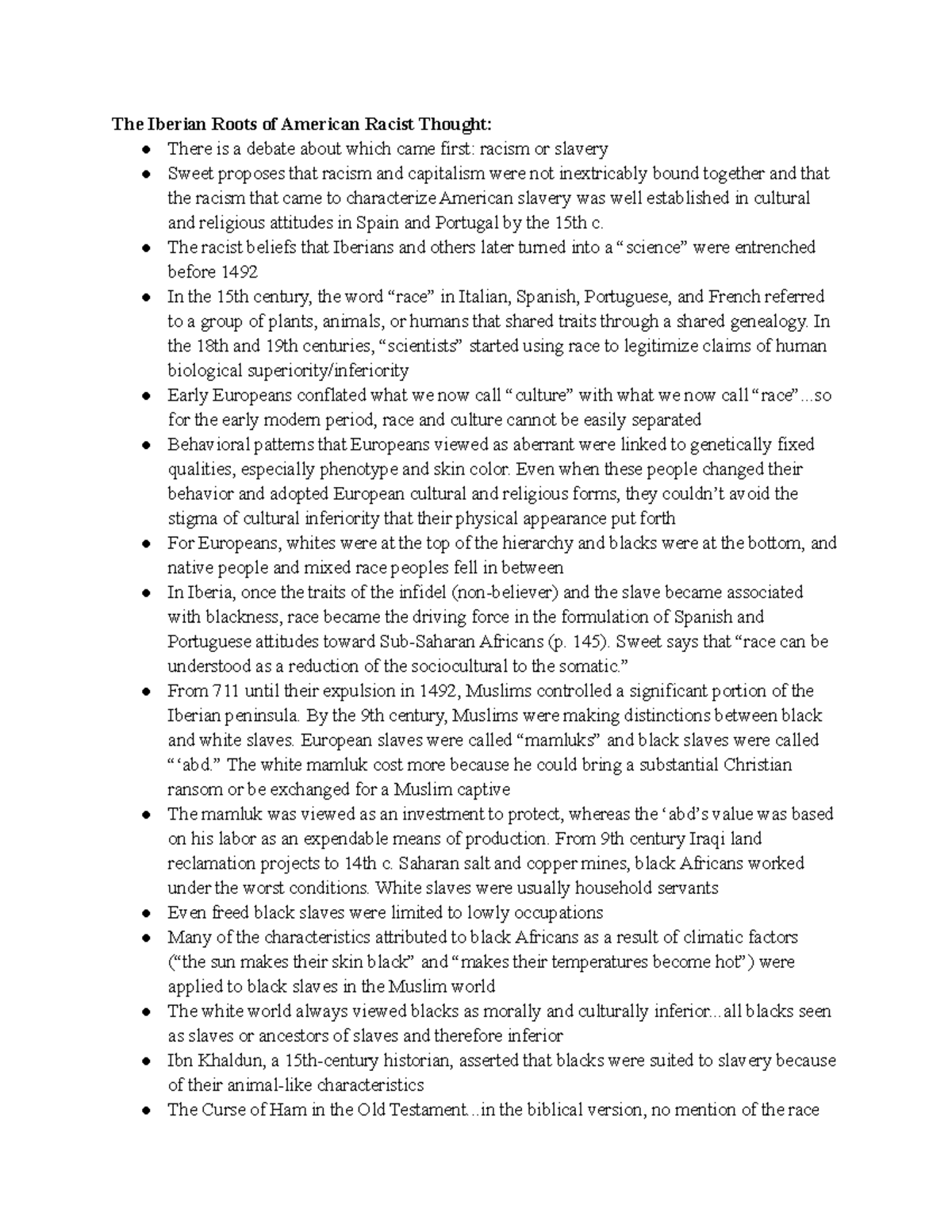 James Sweet reading notes - The Iberian Roots of American Racist ...