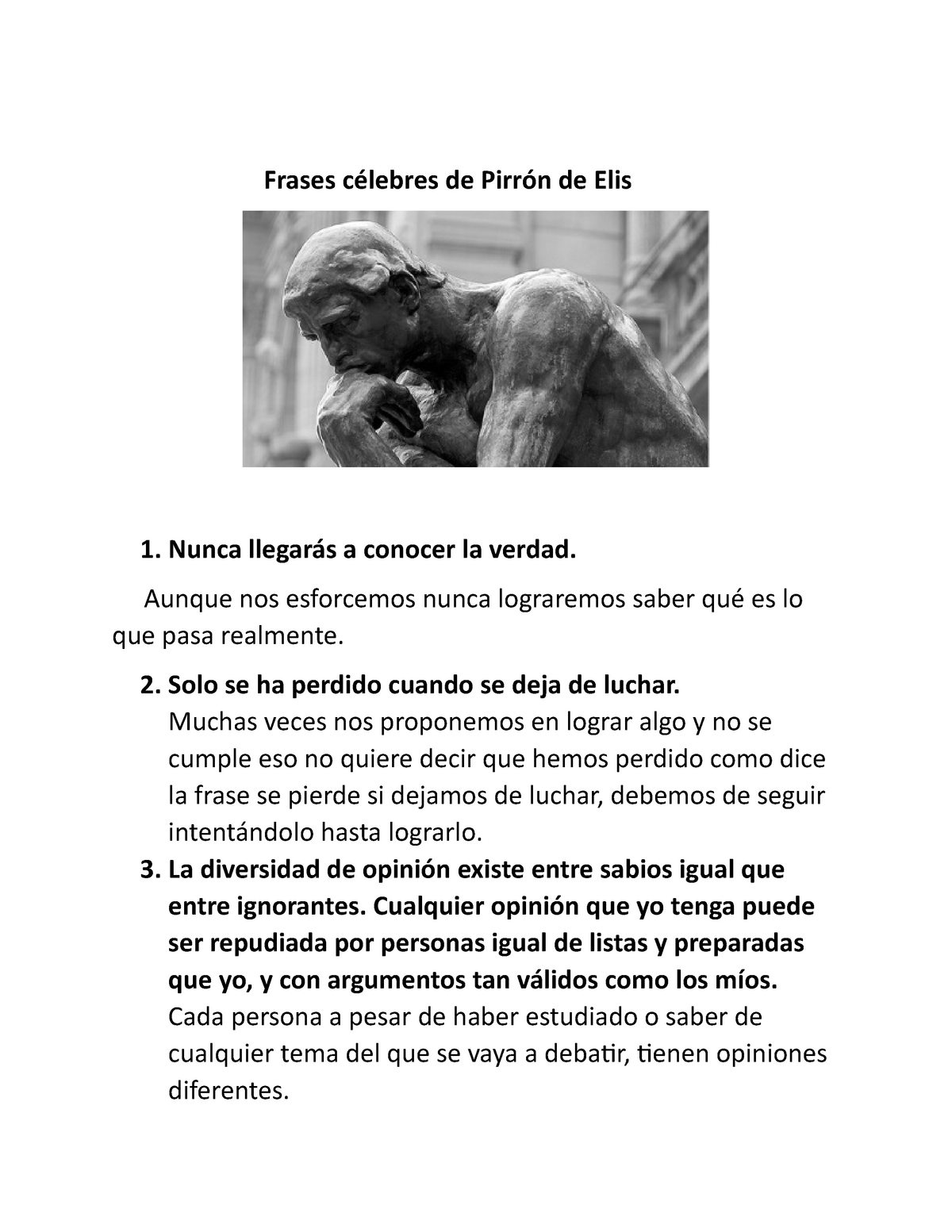 Introduccion a la filosofia frases celebres de pirron - Frases célebres de  Pirrón de Elis 1. Nunca - Studocu