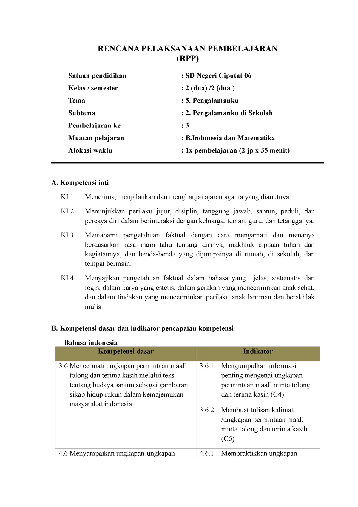 Rpp Kelas 2 Tema 5 Rpp Pembelajaran Berdiferensiasi Rencana Pelaksanaan Pembelajaran Rpp 9270