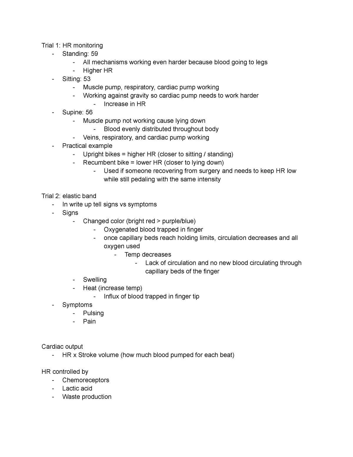 SPSC 2275 Lab 3 - lab notes - Trial 1: HR monitoring - Standing: 59 ...