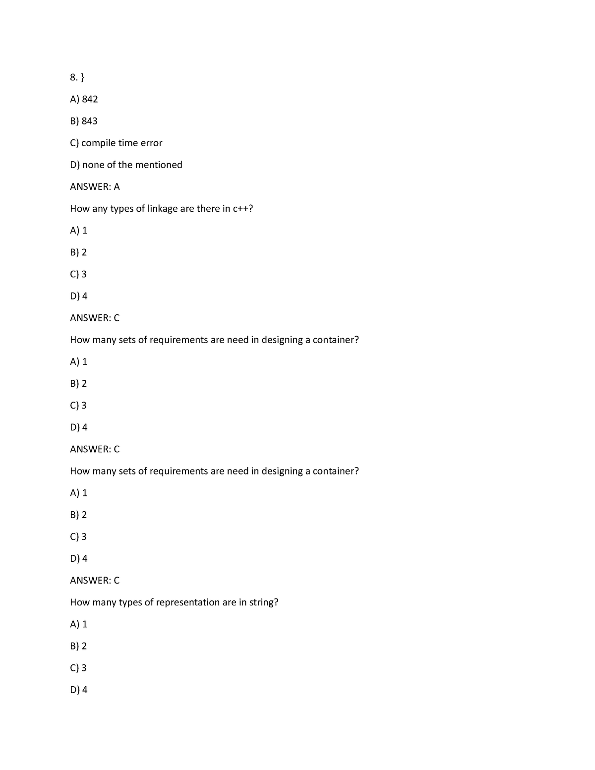 MCQS 2 - Multiple Choice Question Prep - 8. } A) 842 B) 843 C) Compile ...