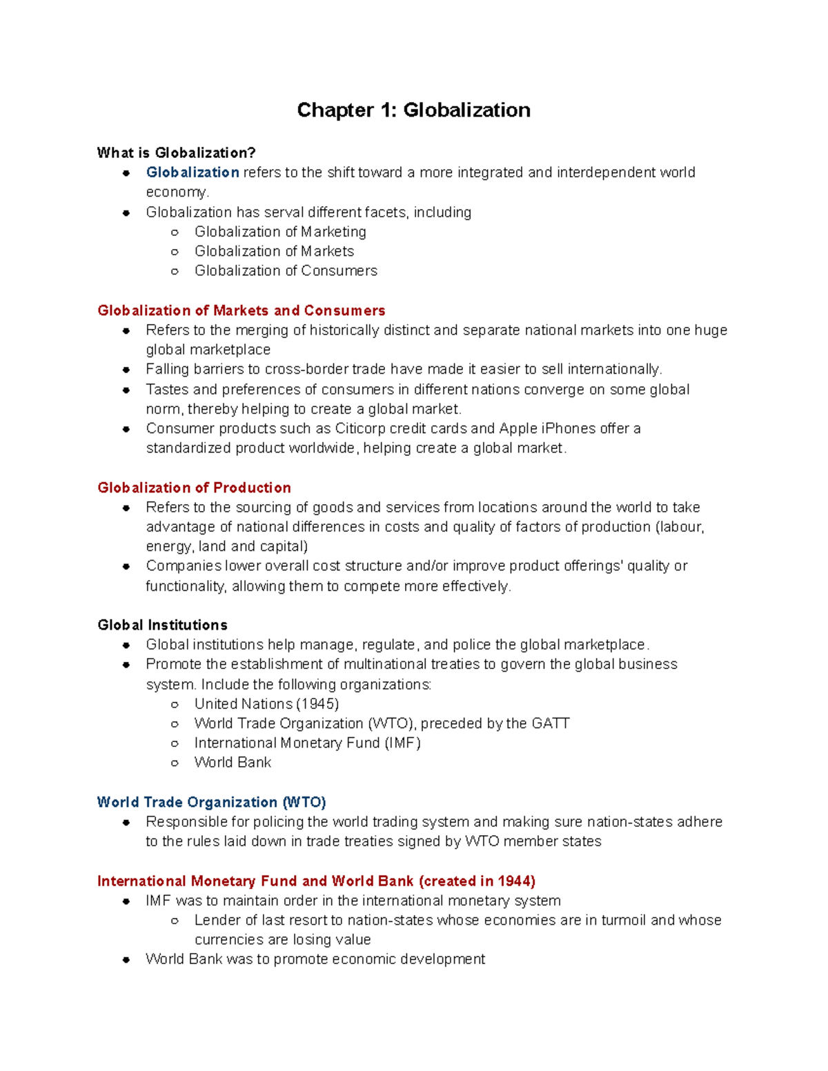 ADM 3318 Lecture Notes - Chapter 1: Globalization What is Globalization ...
