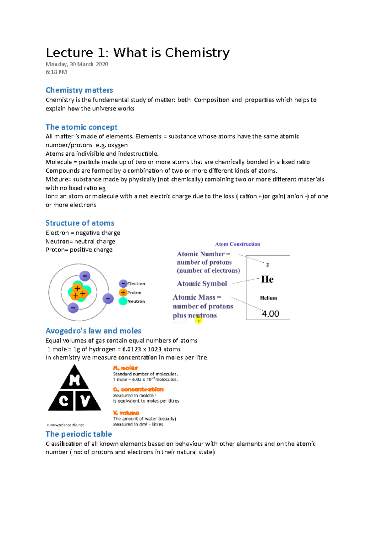 Lecture 1- Introductory To Chemistry : What Is Chemistry - Lecture 1 ...