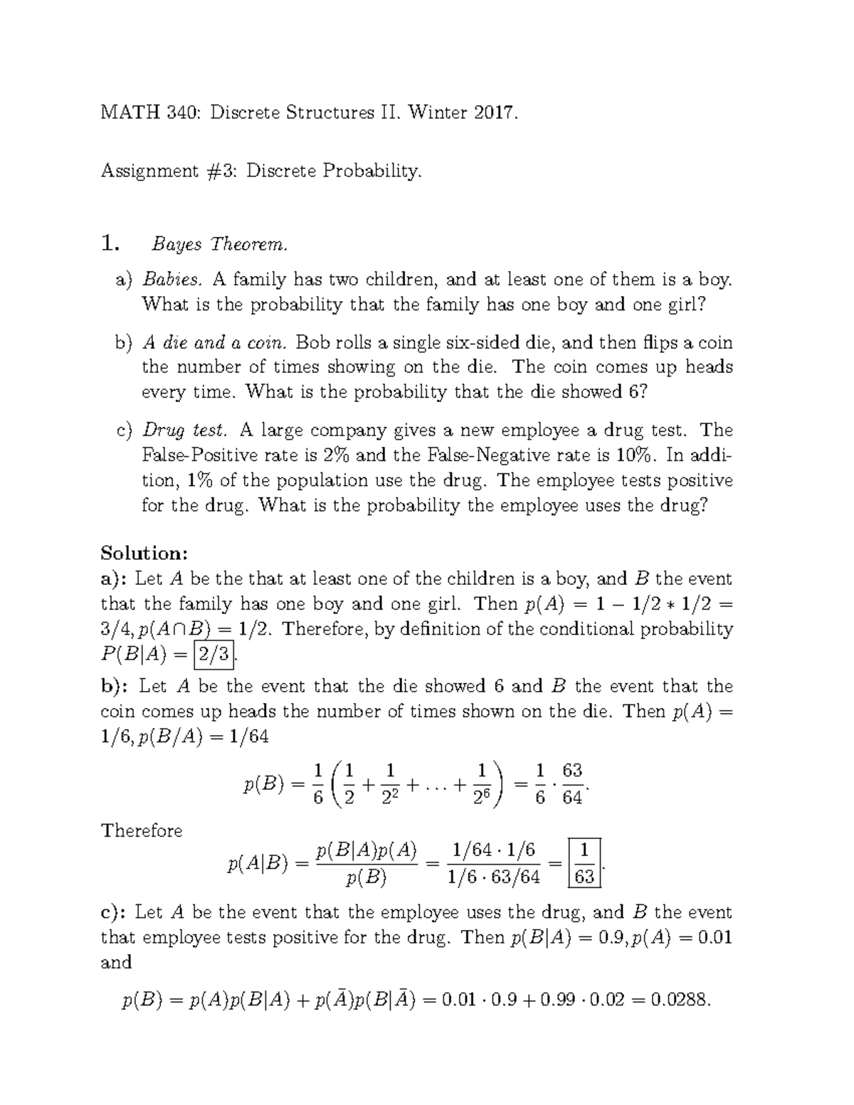 MATH340HW3W17Solutions - MATH 340: Discrete Structures II. Winter 2017 ...