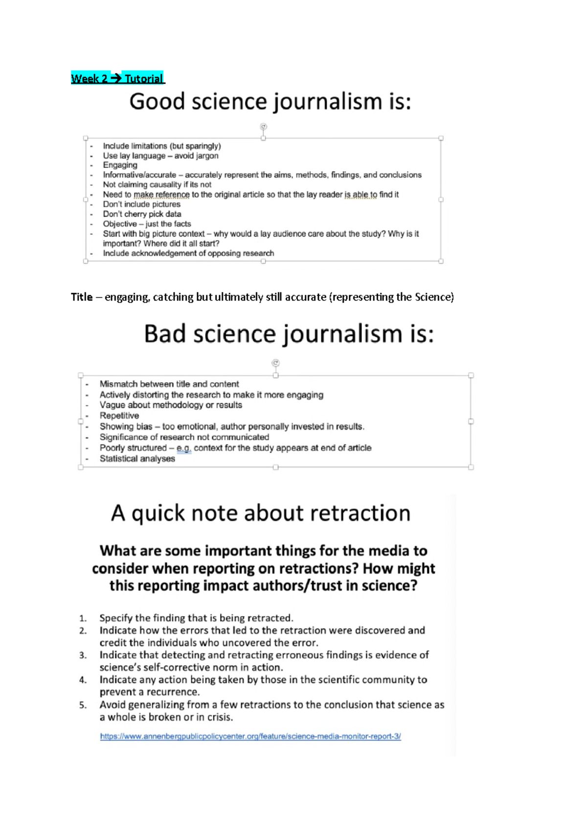 Developmental tut notes - Week 2 Tutorial Title – engaging, catching ...