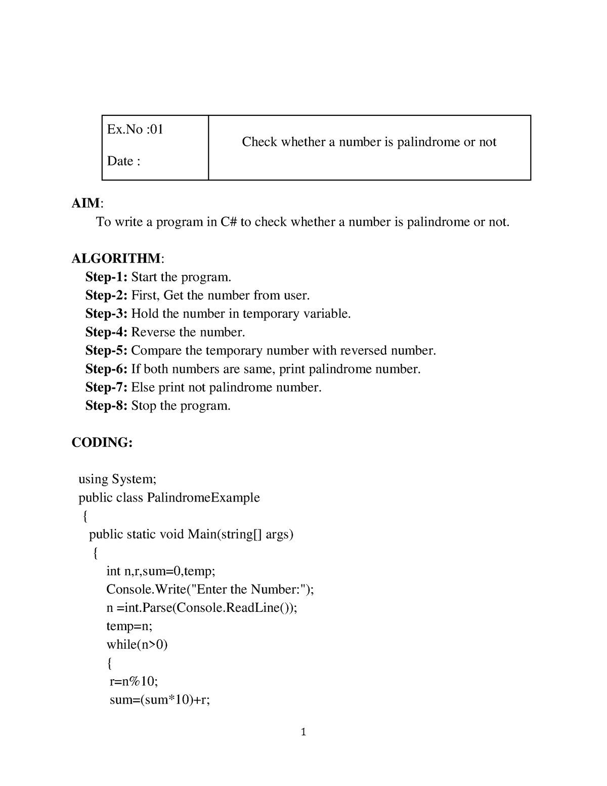 Mc C Sharp Dot Net Lab Manual Ex Date Check Whether A