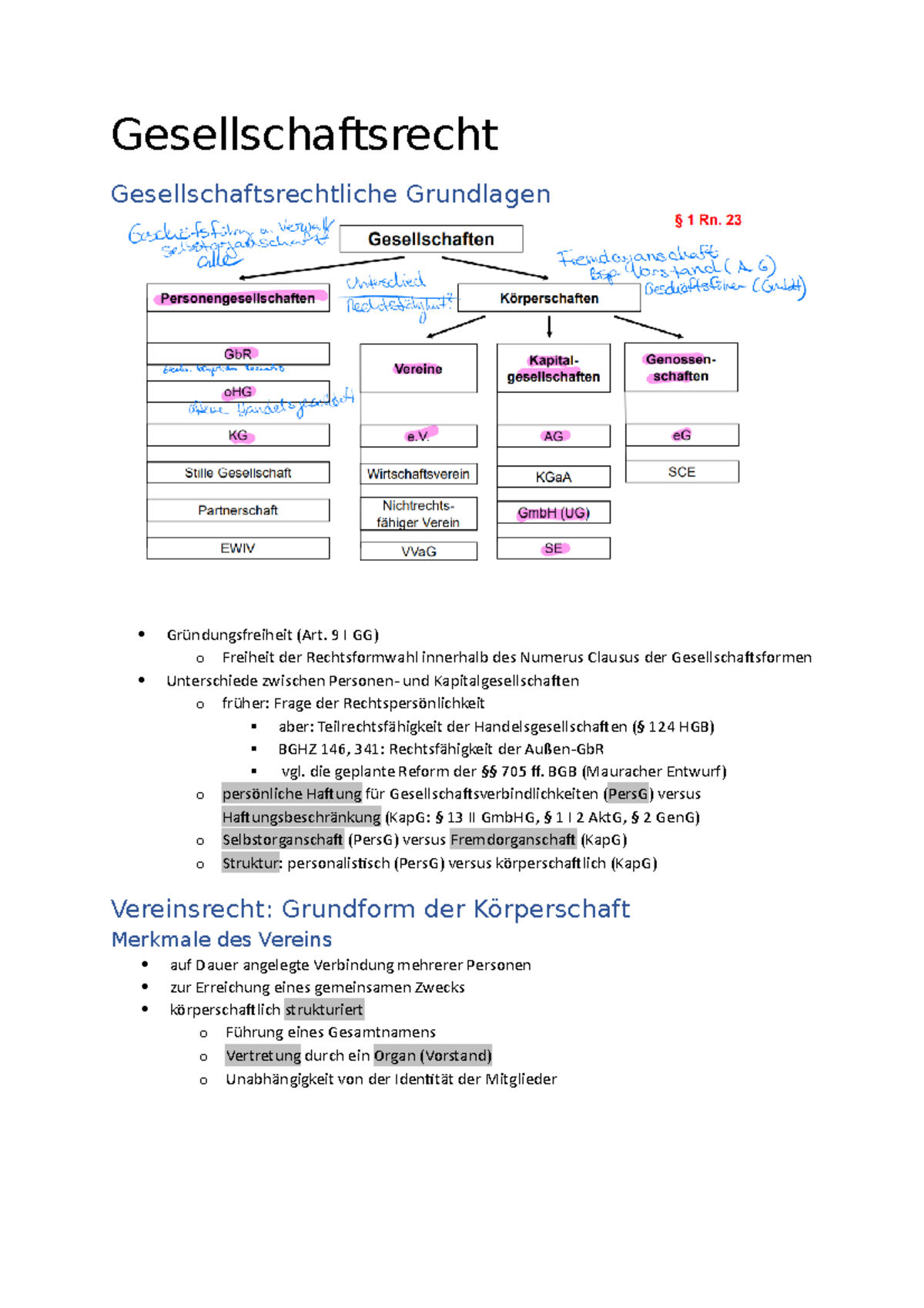 Übersicht Gesellschaftsrecht - Gesellschaftsrecht ...