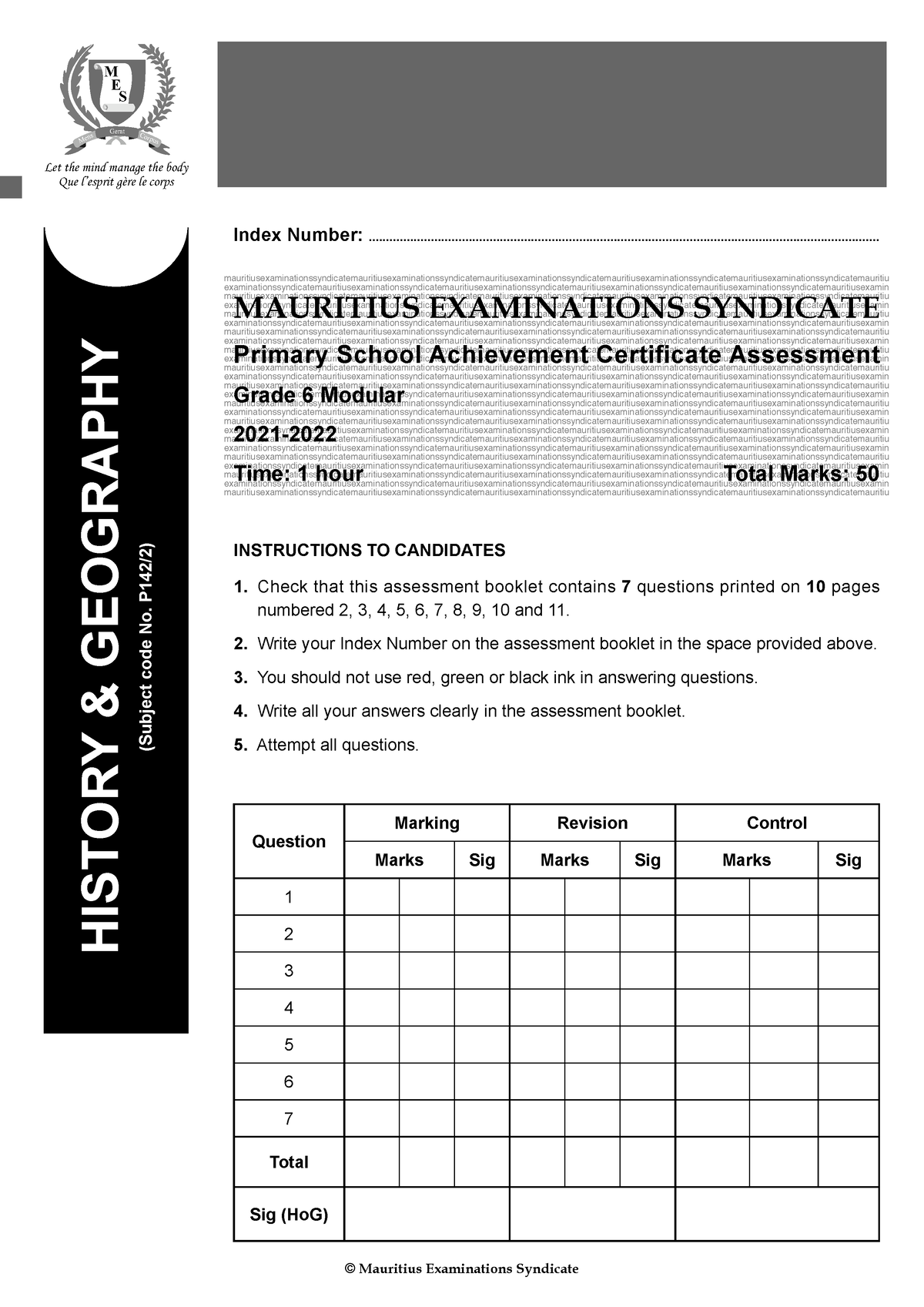 PSAC Grade History Geography Modular Grade 6 Mauritius Studocu