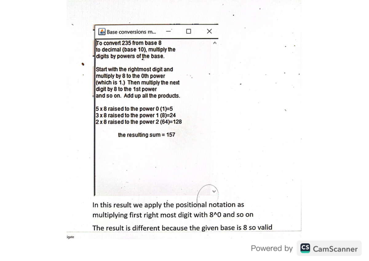 Example Of Base Conversion Of 235 From B - CPSC 1050 - Studocu