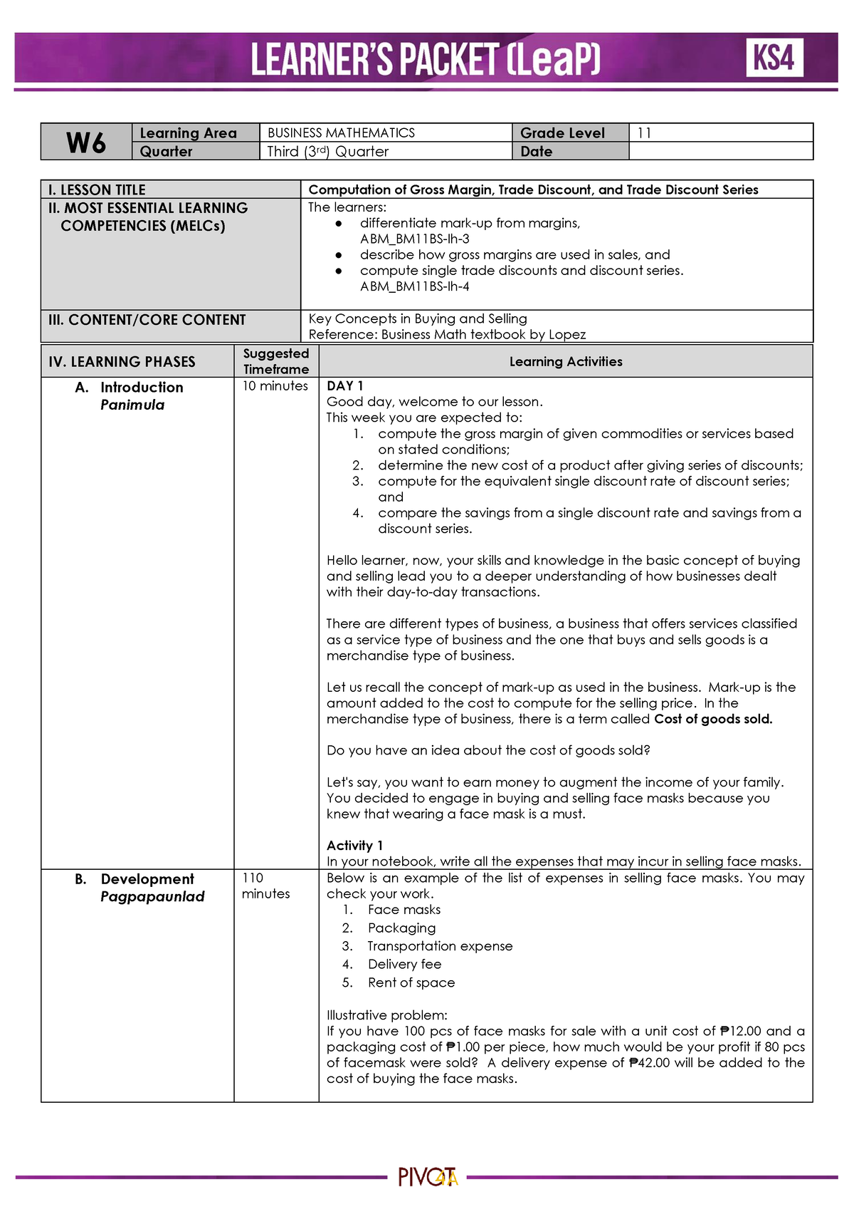 ABM-Business Math-3RD-Quarter-Week6 - W Learning Area BUSINESS ...