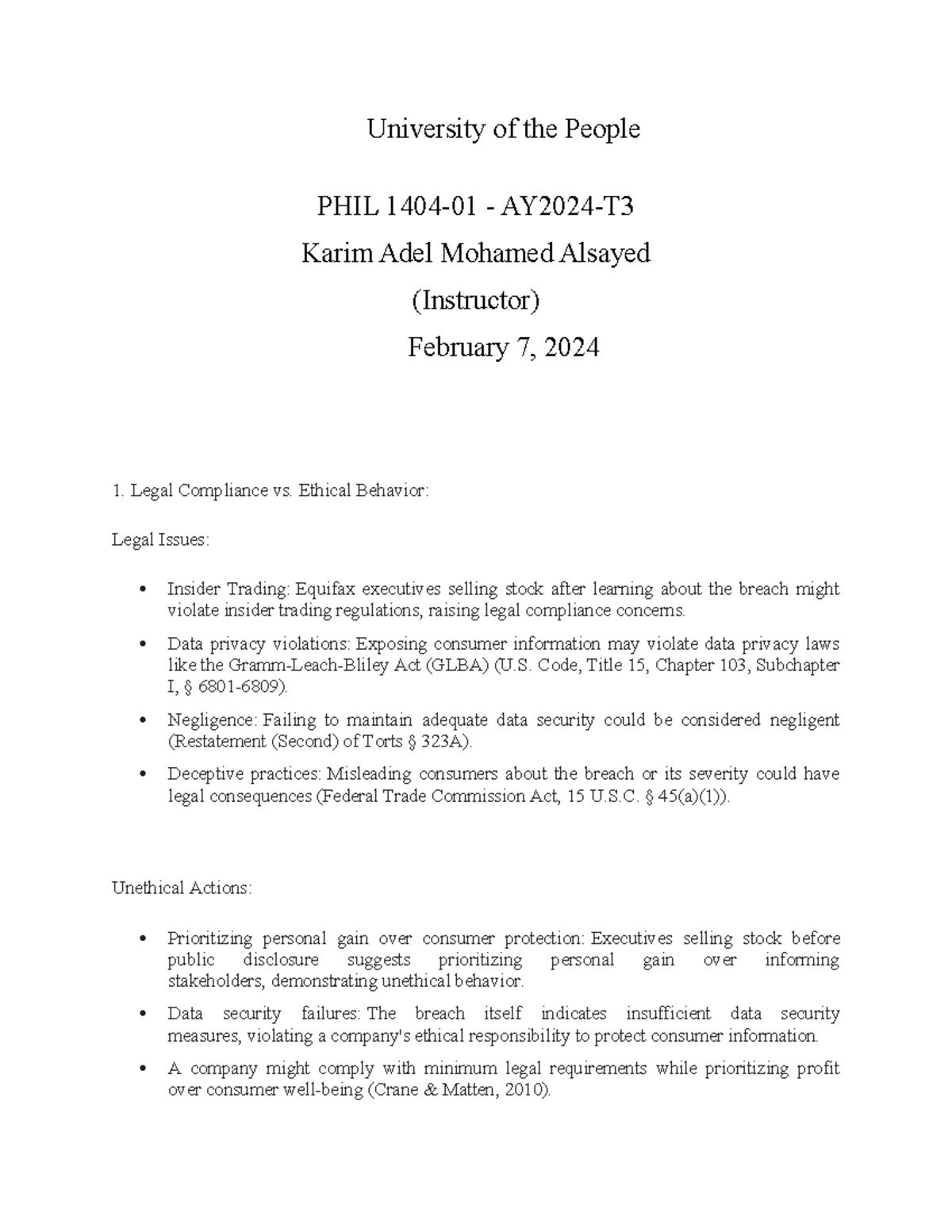 Written Assignment unit 1 Phil - University of the People PHIL 1404-01 ...