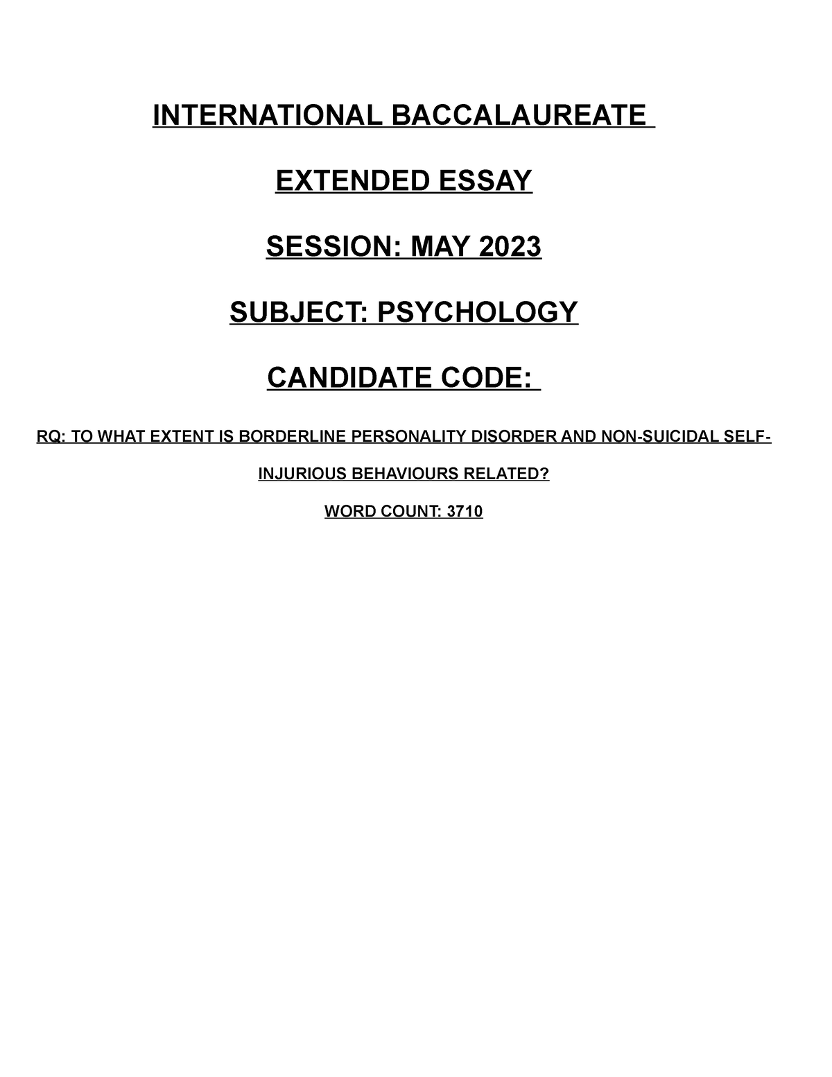 extended essay ib psychology