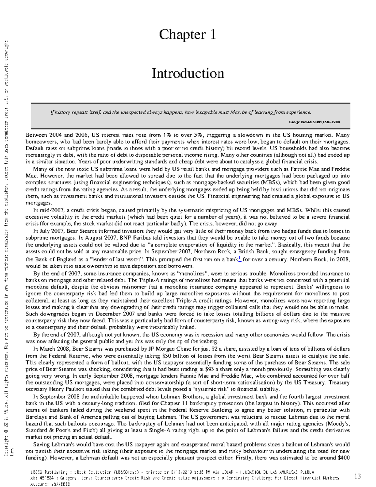 JG Chapter 1 Intro Crisis 2007 2008 + - 13 Chapter 1 Introduction If ...