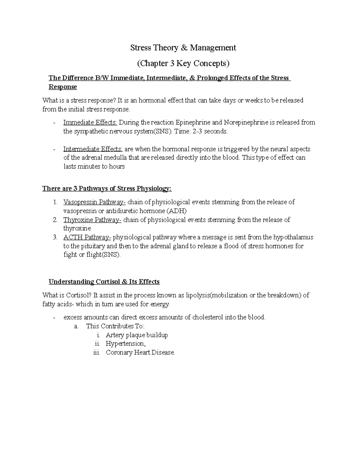 Stress Theory and Management Chapter 3 - Stress Theory & Management ...