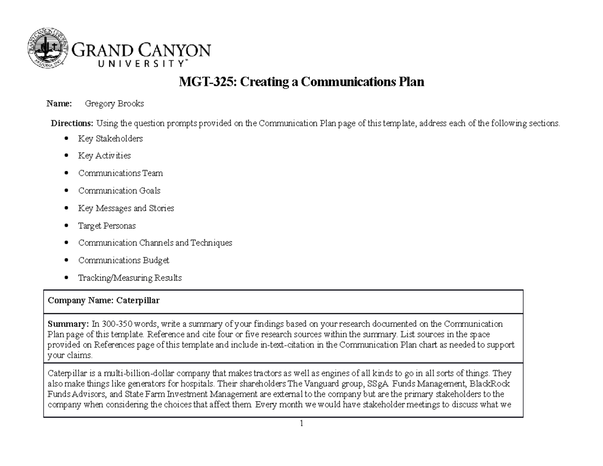 mgt 325 organizational change communications plan presentation