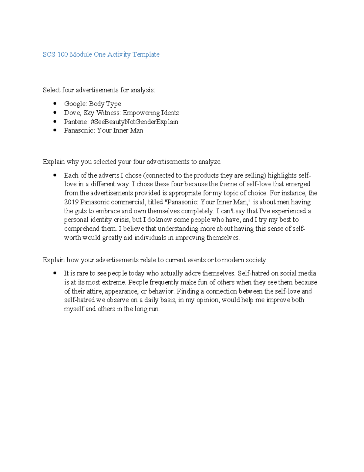 Scs100 m1 a1-2 - scs module one work - SCS 100 Module One Activity ...