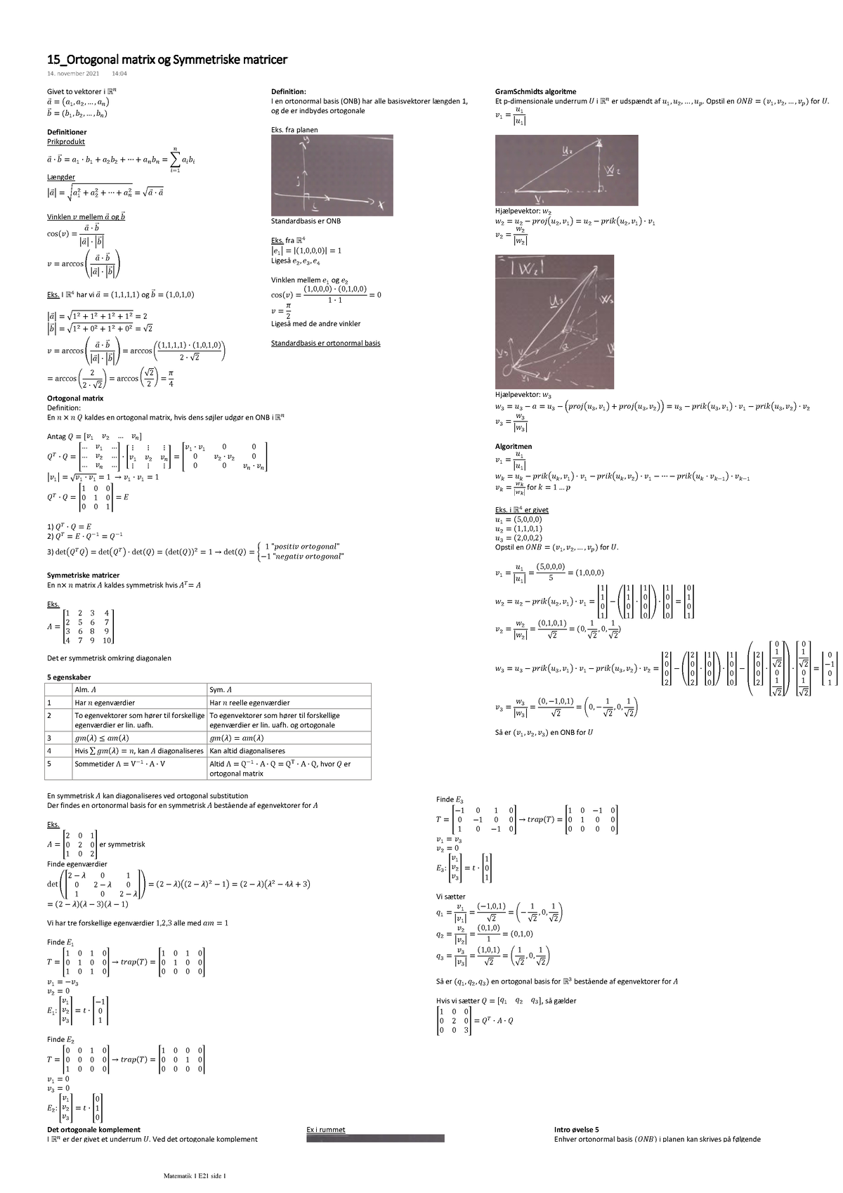 15 Ortogonal Matrix Og Symmetriske Matricer - Givet To Vektorer I ...