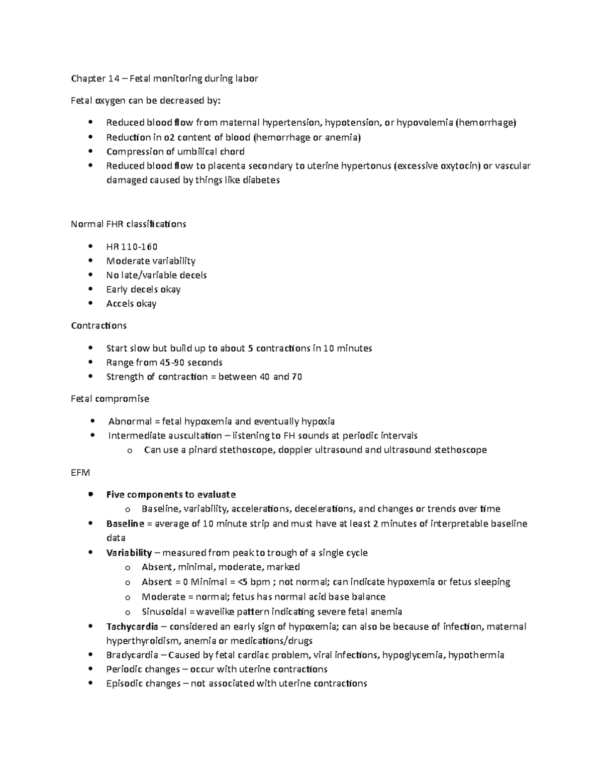 NUR1025C Fetal Monitoring During Labor - Chapter 14 – Fetal monitoring ...