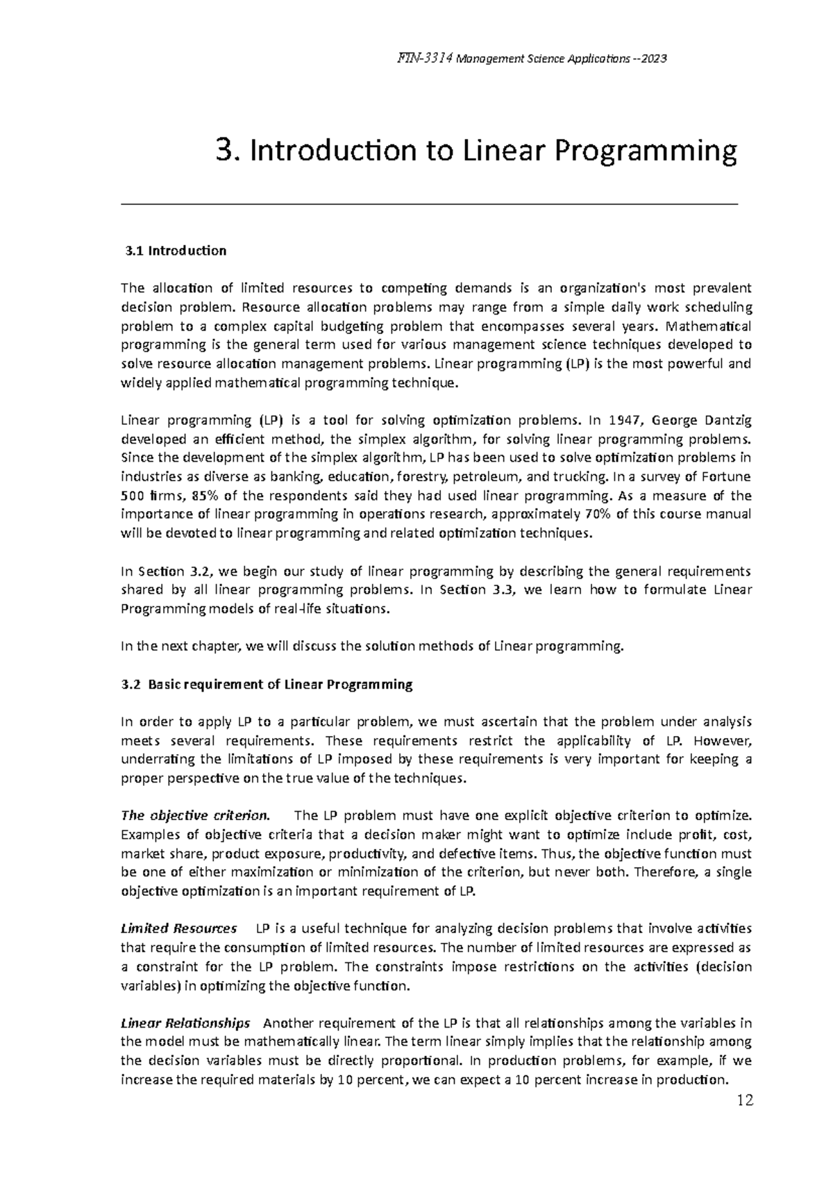 Chapter 03 Introductiin to LP models - Management - UoC - Studocu