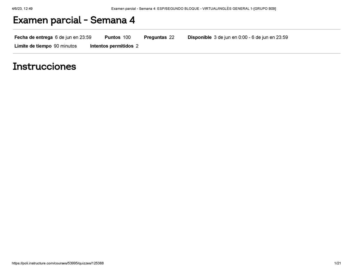 Examen Parcial - Semana 4 ESP Segundo Bloque - Virtual Inglés General 1 ...