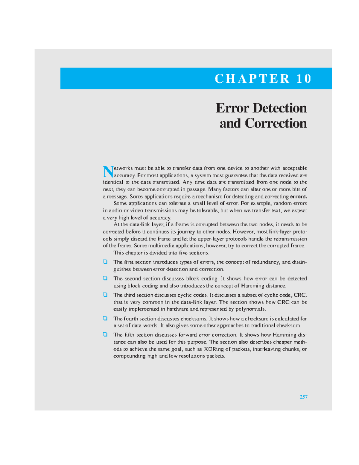Error Detection and Correction - 257 C H A P T E R 1 0 Error Detection ... image.
