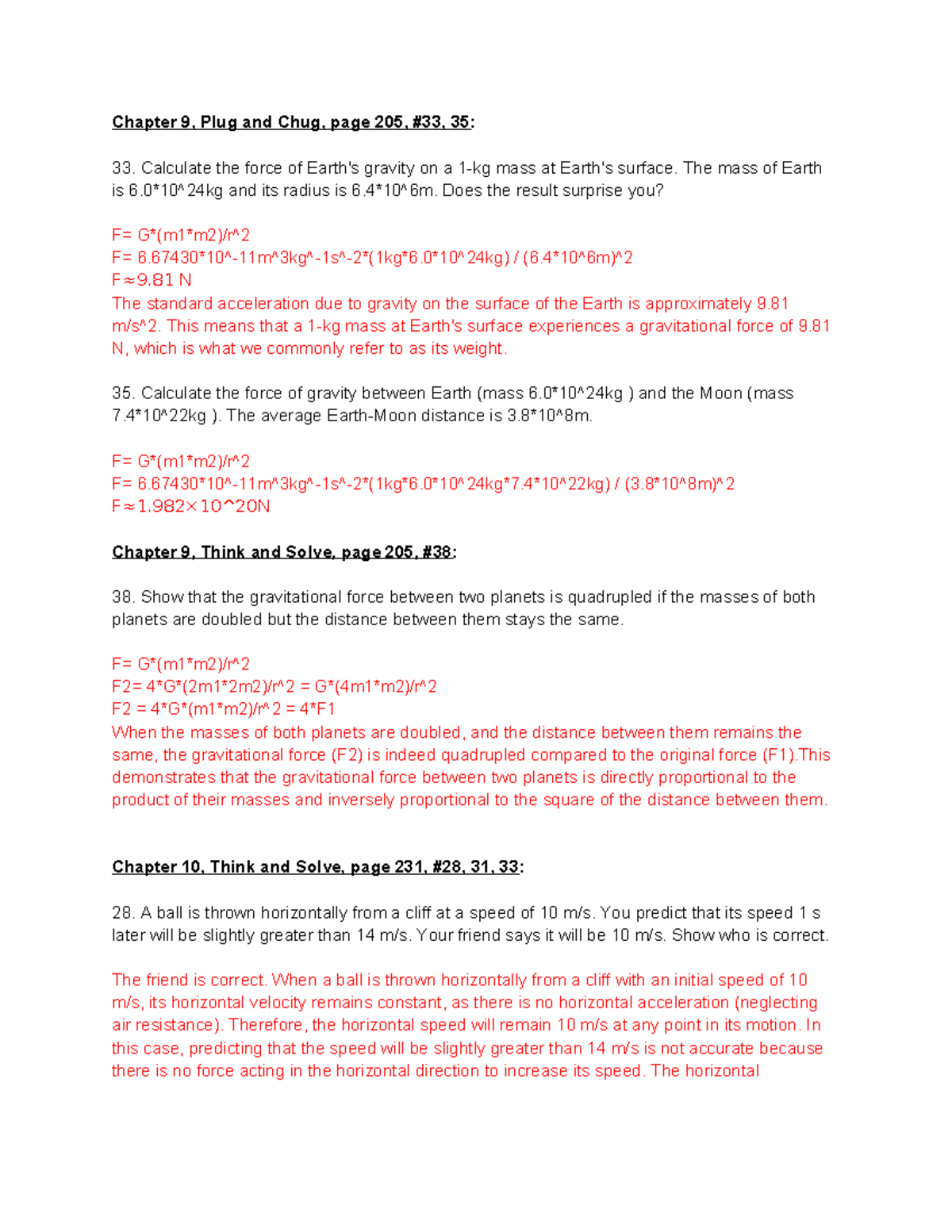 HW 5 Dropbox Intro to Prin of Physics Chapter 9, Plug and Chug, page 205, 33, 35 33