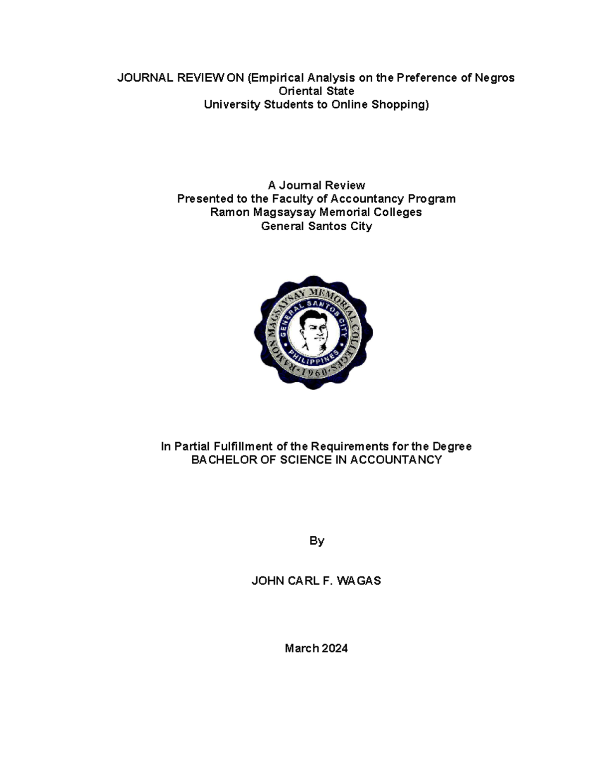 Journal review for man econ - JOURNAL REVIEW ON (Empirical Analysis on ...