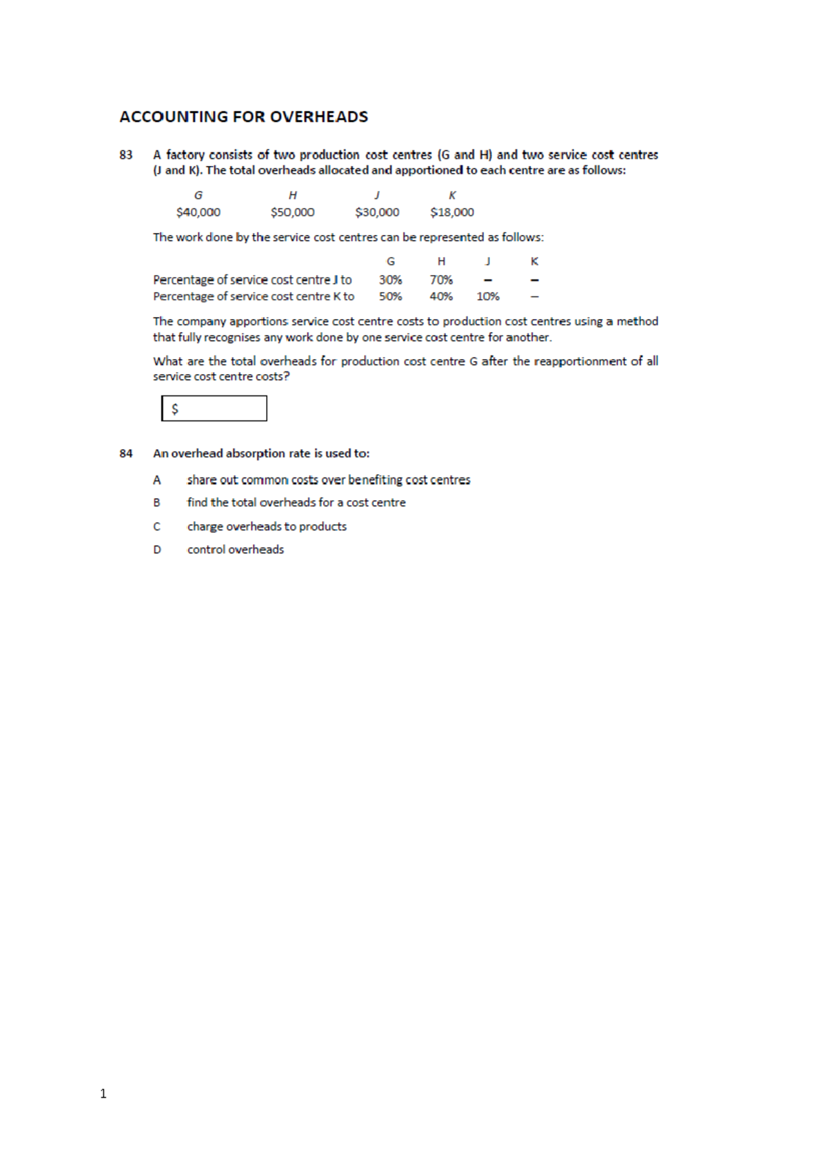 Bus146 Chapter 7 Accounting For Overheads Questions Introduction To Managerial Accounting 8111