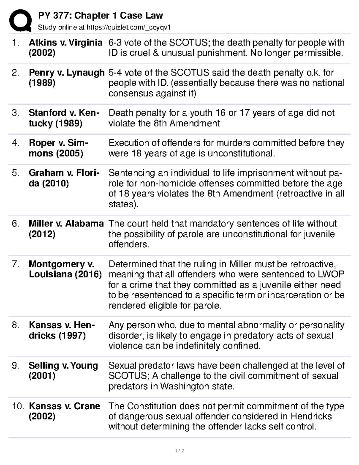 CL Chapter 1 PY 377 Chapter 1 Case Law Study online at quizlet