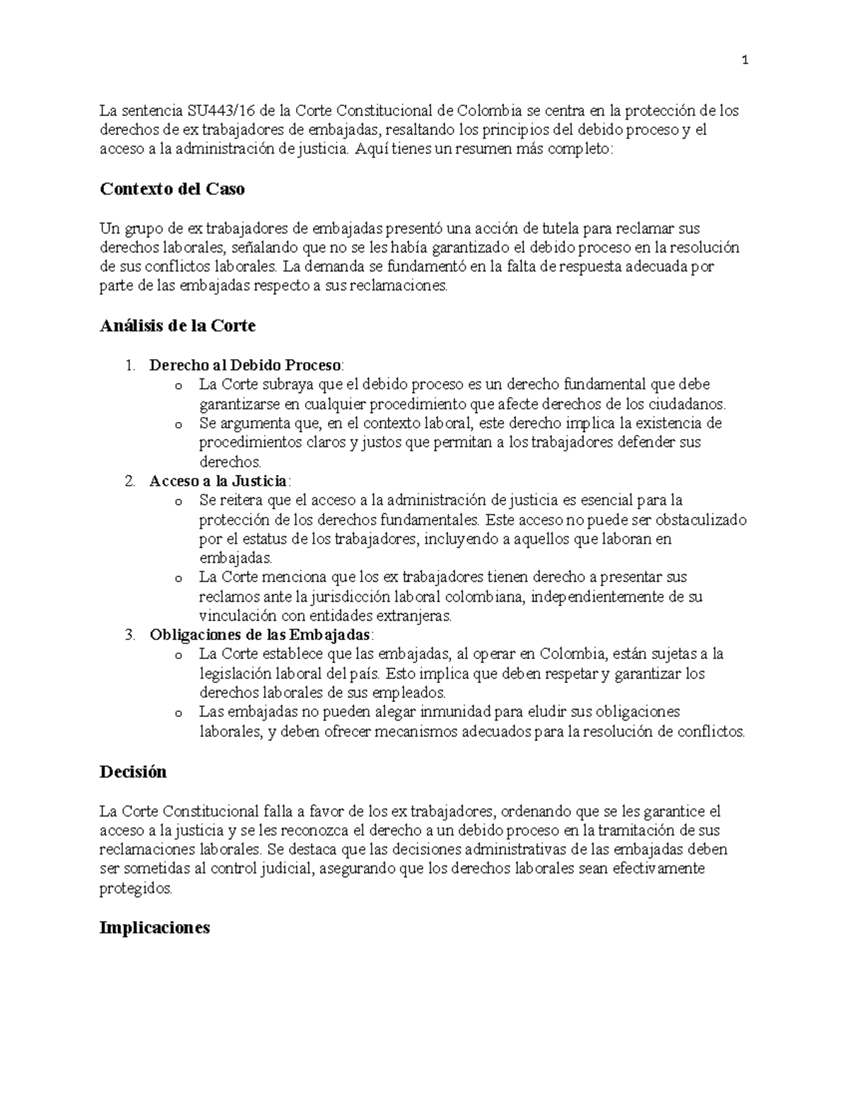 Sentencias de jurisdicciones de colombia - La sentencia SU443/16 de la