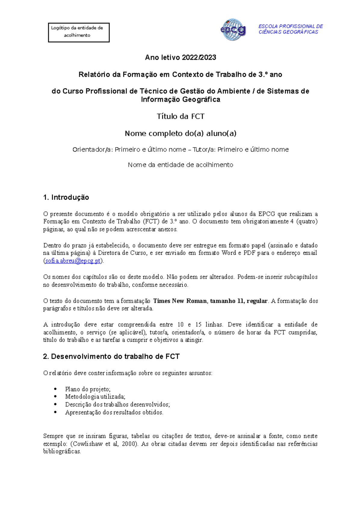 FCT 3 ano-modelo-relatorio 2023 versão final - Ano letivo 2022 ...