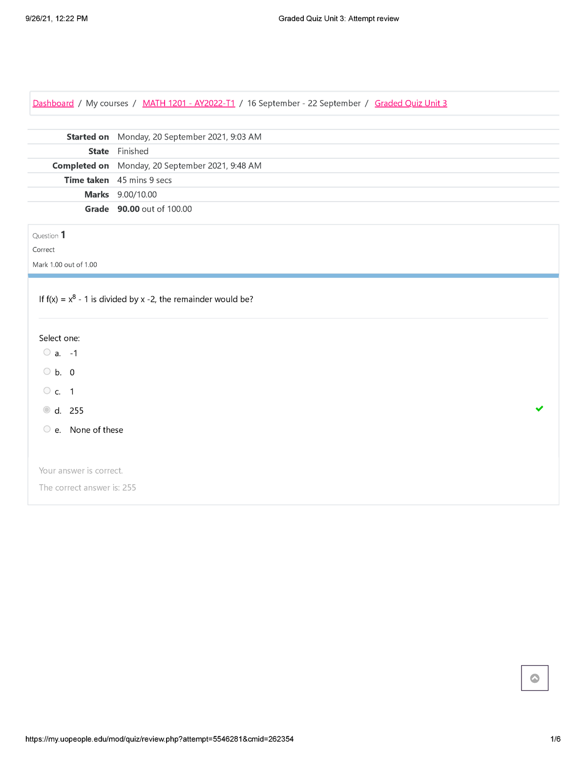 Graded Quiz Unit 3 Attempt Review - Started On Monday, 20 September ...