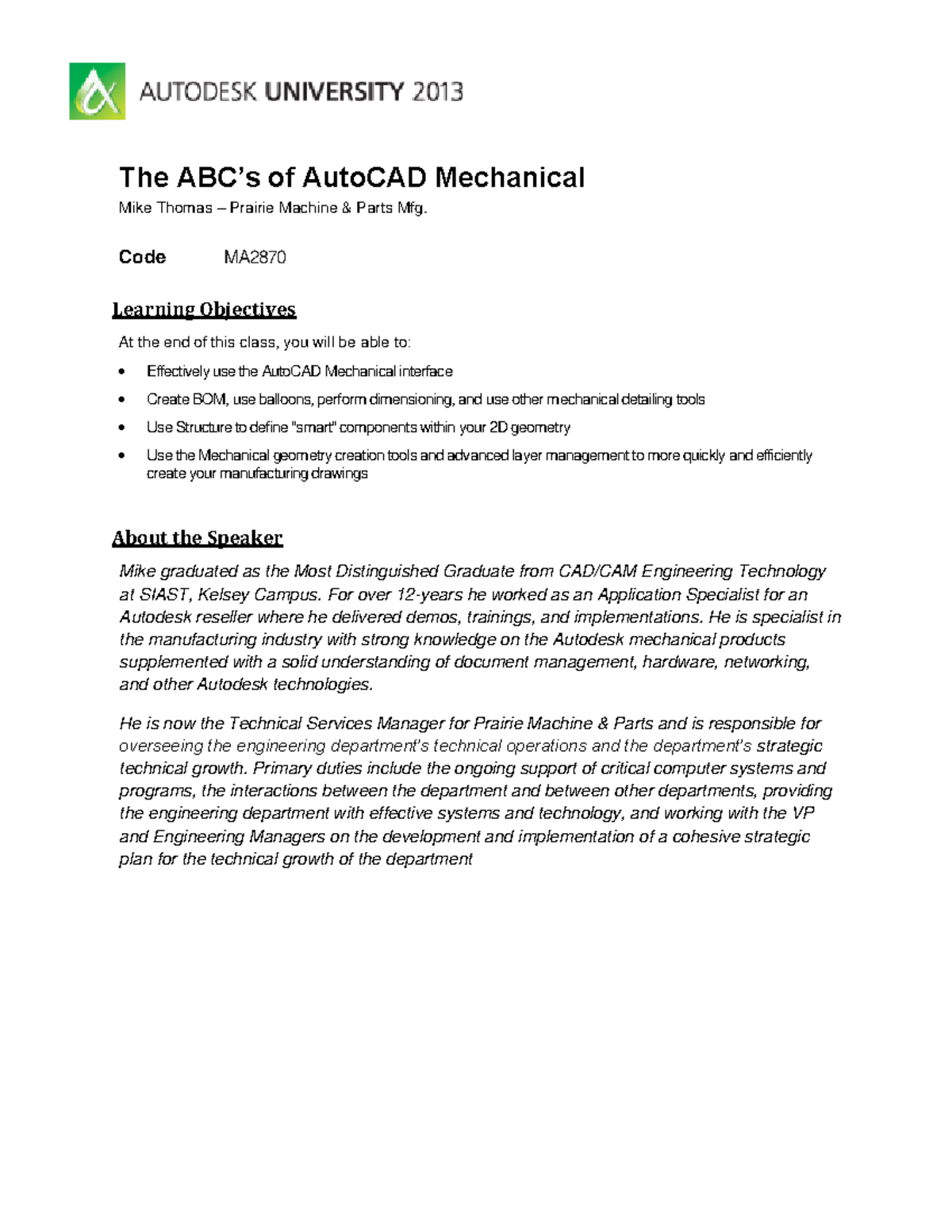 Handout 2870 MA2870 20- 20ABC 27s 20of 20Auto CAD 20Mechanical - The ...