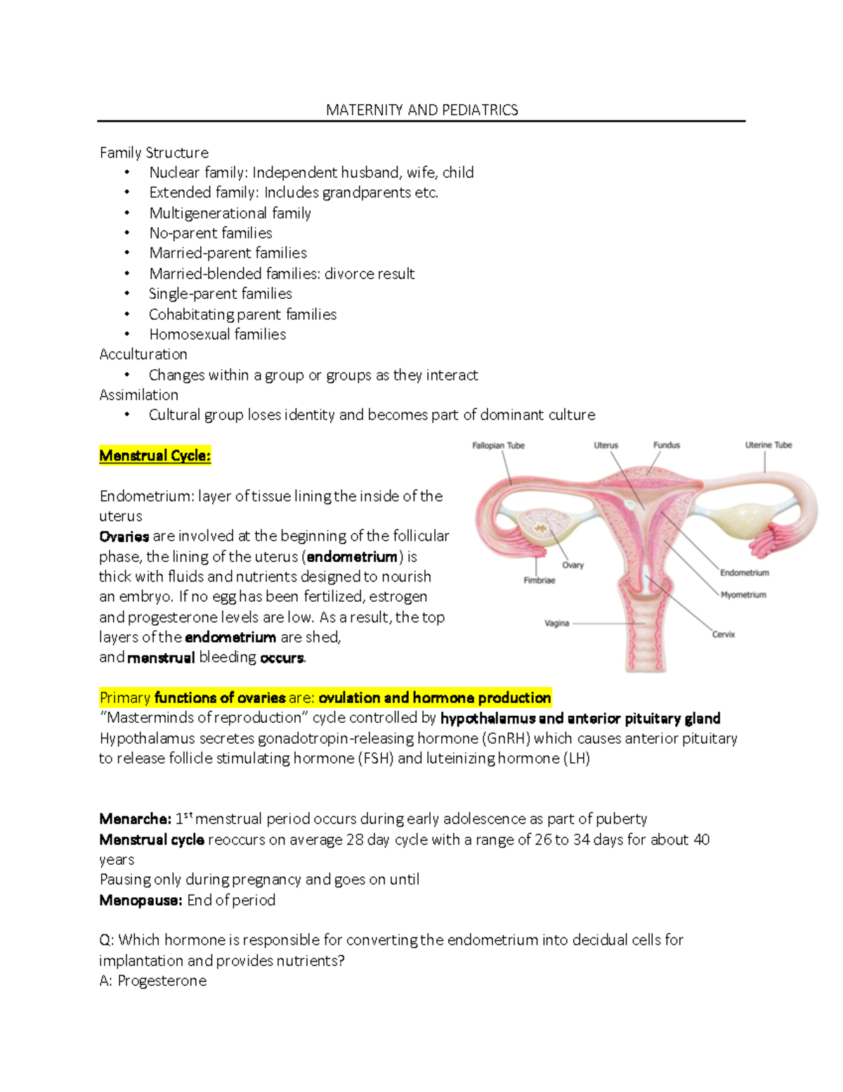 Maternity Notes- Completo Final - MATERNITY AND PEDIATRICS Family ...