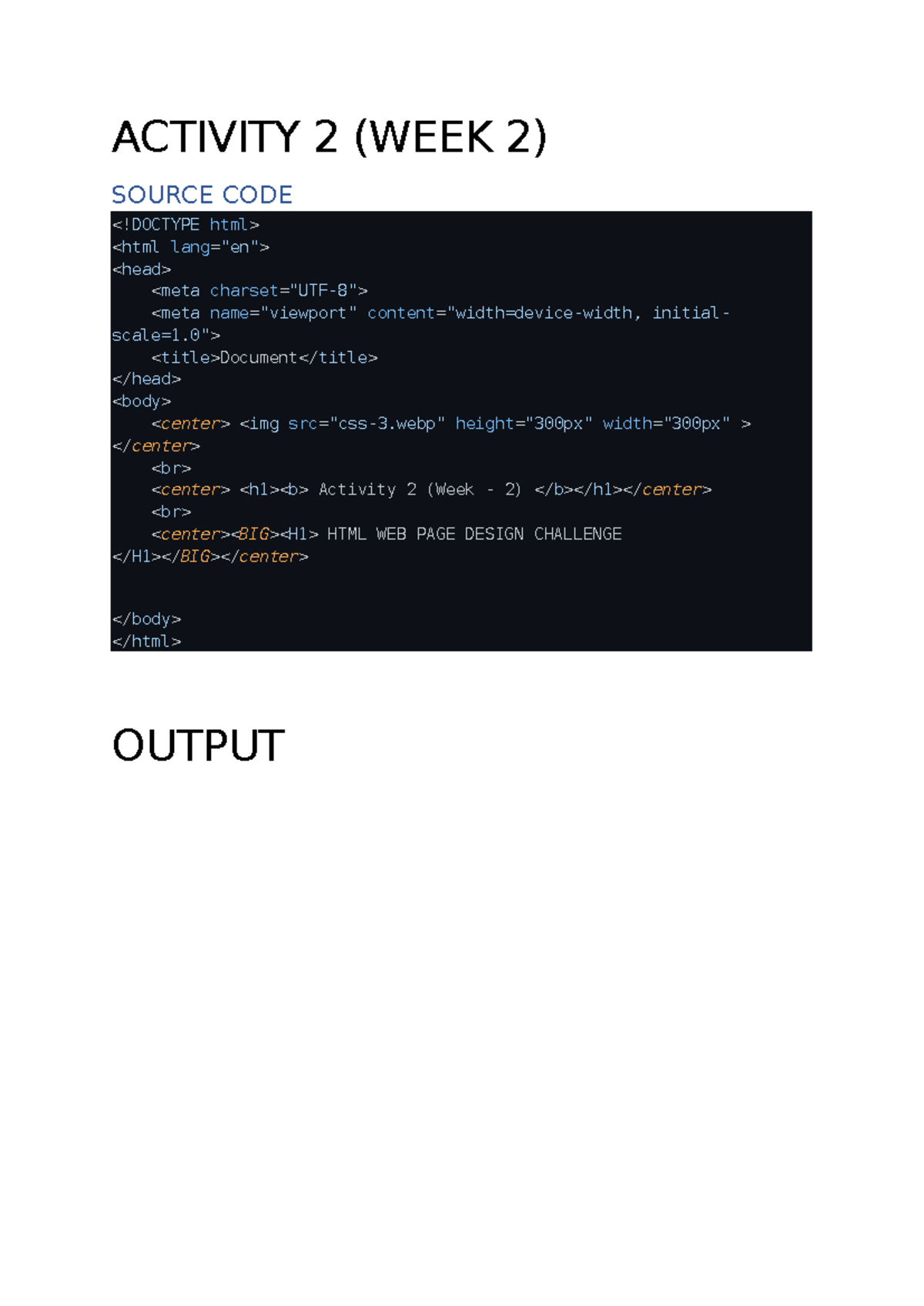 HTML Activity (MSW) - ACTIVITY 2 (WEEK 2) SOURCE CODE