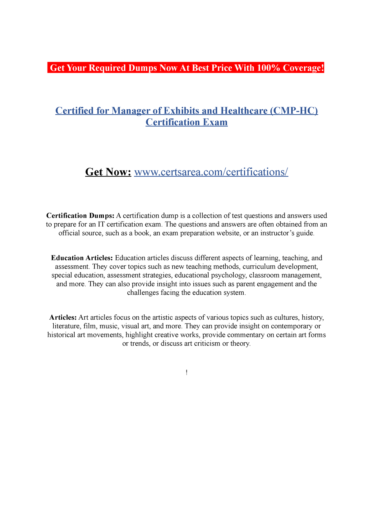 Certified for Manager of Exhibits and Healthcare (CMP HC) Certification