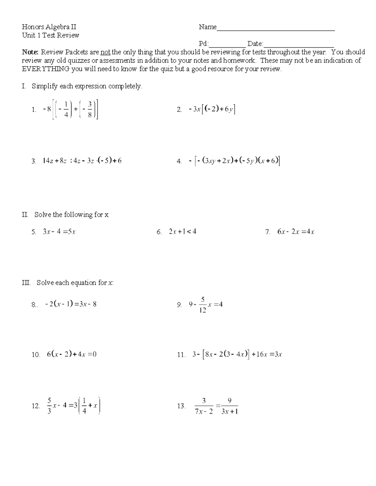 Unit+1+Test+Review - Unit 1 of Algebra 2 Honors at Langley High School ...