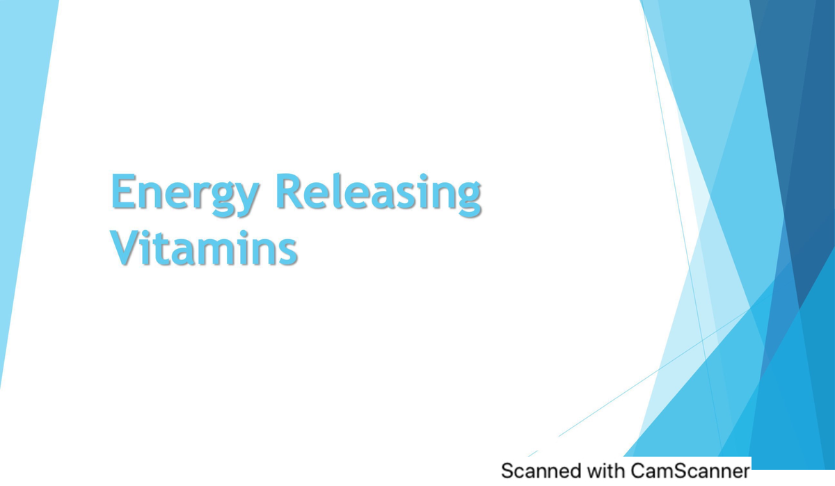 Energy releasing vitamins Molecular Biology Studocu