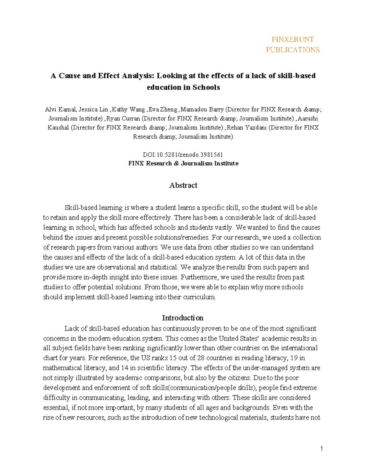 A Cause and Effect Analysis Looking at the effects of a lack of skill ...