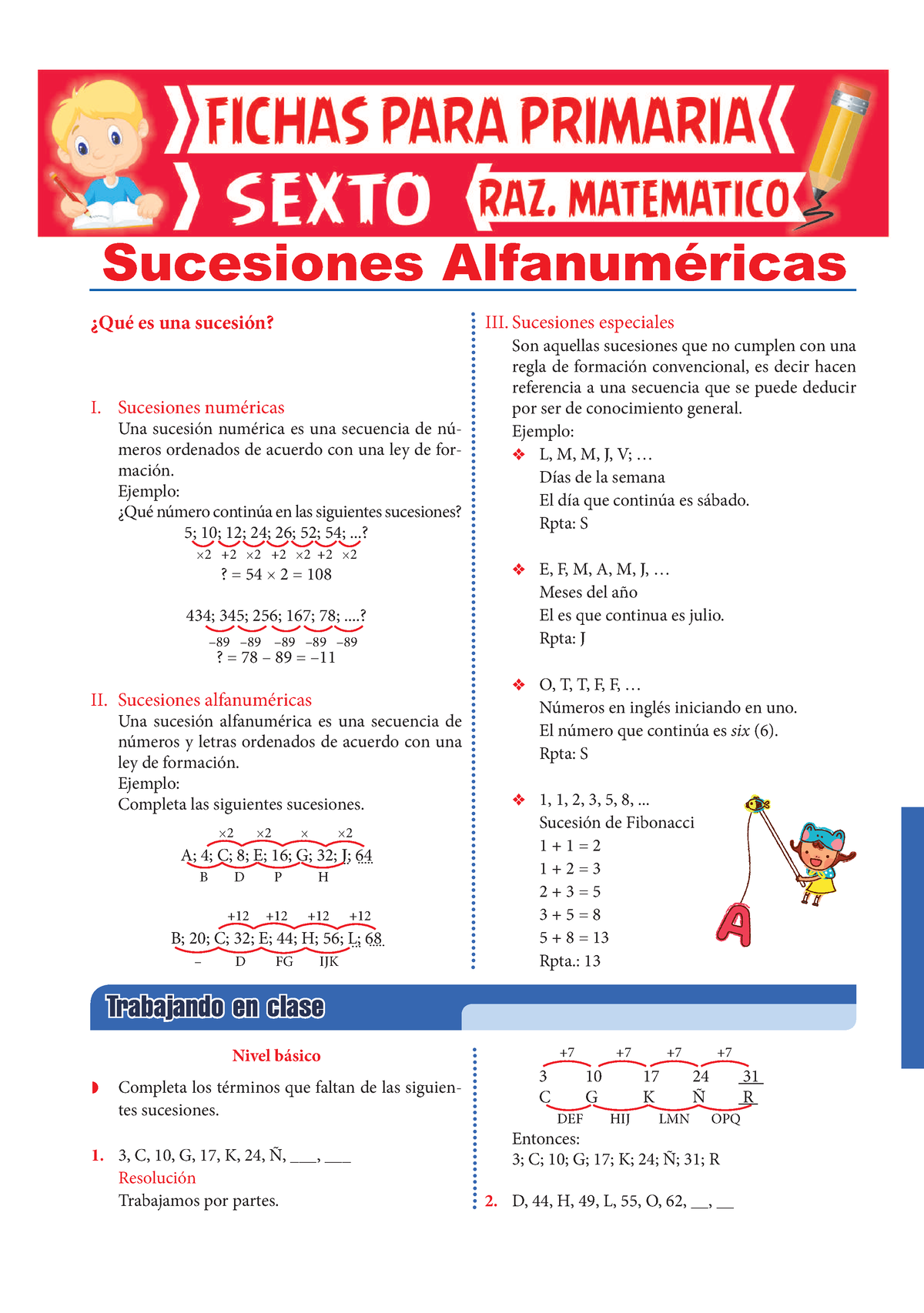 Sucesiones Numéricas Y Alfabéticas Para Sexto De Primaria ¿qué Es Una Sucesión I Sucesiones 5103