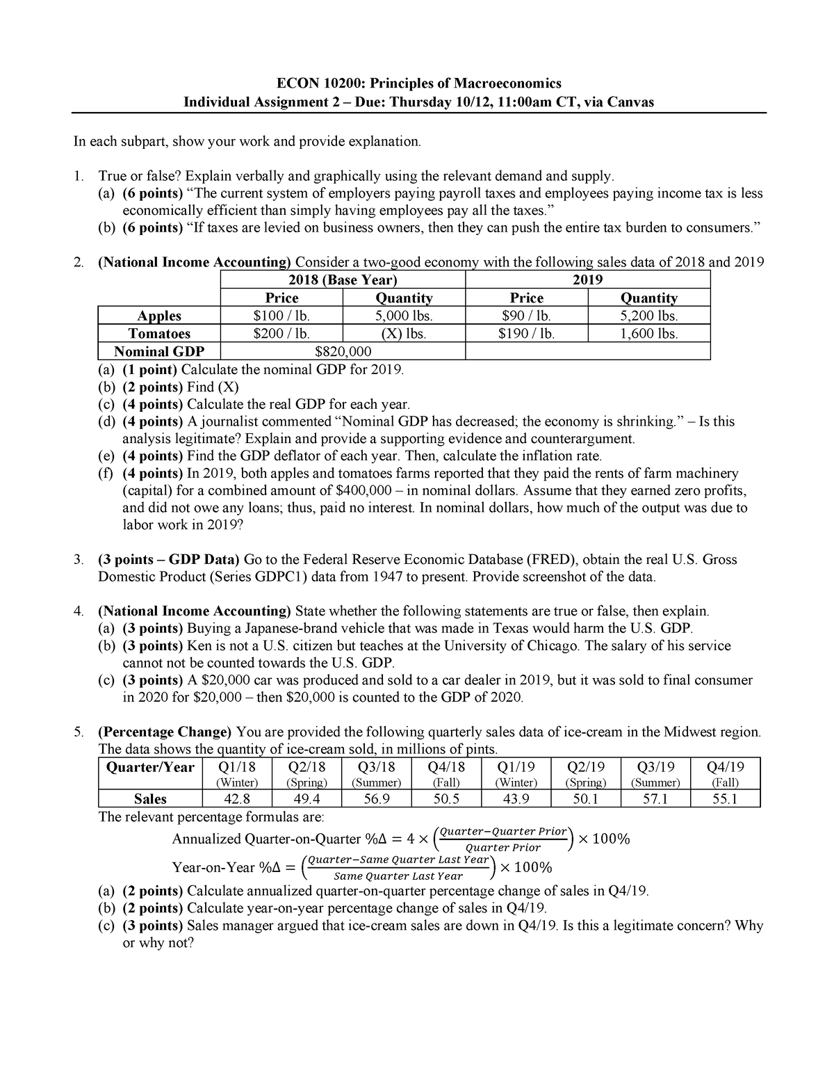 Econ10200 Assignment 2 - ECON 10200: Principles Of Macroeconomics ...